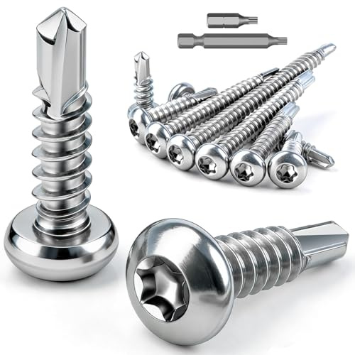 mawmuaw 120 Pezzi Torx Viti Autoperforanti per Metallo M4,2x13 mm Viti Autofilettanti Acciaio Inossidabile 410 Viti Autofilettanti a Testa Rotonda Vite a Testa Svasata Torx per Mobili Lamiera