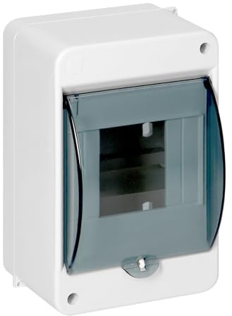 Miratic Centralino a Parete Cassetta Elettrica da Muro con Morsetto N+PE Vetro Fumé Quadro Elettrico Interno Bianco IP40 Uso Interno Cantina Garage 1 Fila (4 moduli)