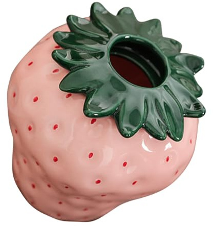 LALAFINA Strawberry Ceramic Vase Small Flower Planter Decorative Floral Vase for Table Centerpiece Home Décor