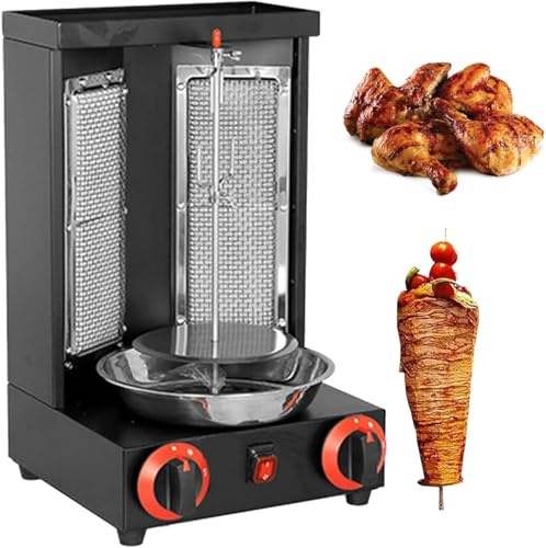 Griglia automatica verticale per kebab con regolazione della temperatura e doppi tubi di riscaldamento per arrostire tacchino e tacos