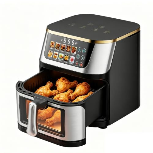 10-L Varmluftsfritös, Stor Varmluftsugn Med Fönster, 10 Digitala Förinställningar, 80-200 °c Och Timer 0-60 Min, Diskmaskinssäker, 1400 W