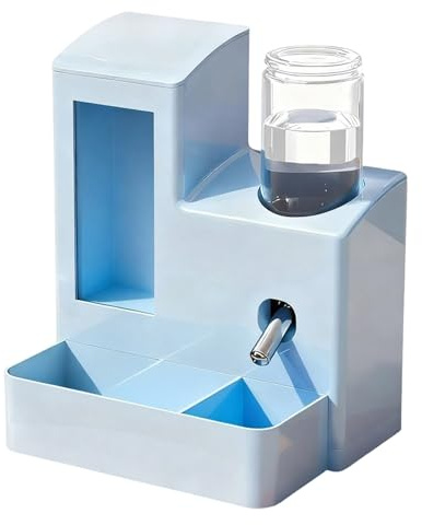 Distributeur d'eau automatique 2 en 1 pour nourriture de porc, anti-fuite, anti-goutte, pour cages à lapins, furets, hamsters, petits animaux, matériau adapté à tous les animaux de compagnie (bleu