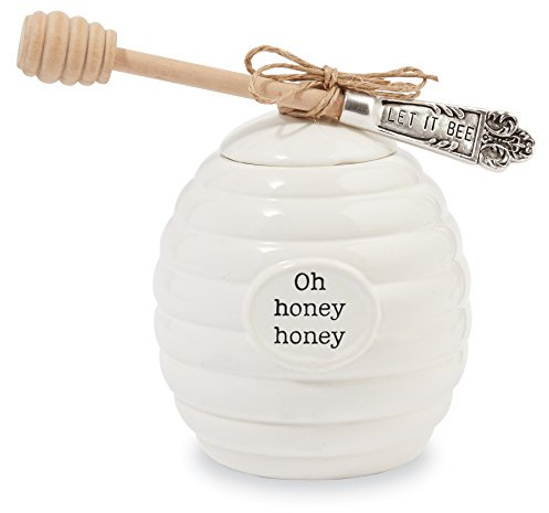 Mud Pie Honey Pot Serving Set, White