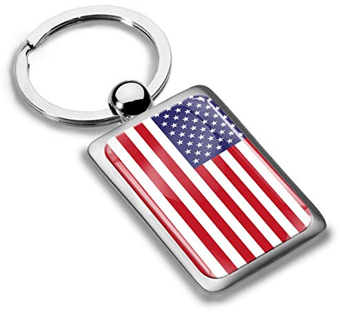 Biomar Labs® Schlüsselanhänger Metall Keyring mit Geschenkbox Autoschlüssel Geschenk Metall-Schlüsselanhänger Schlüsselbund Edelstahl USA Flagge Vereinigte Staaten United States, KK 230