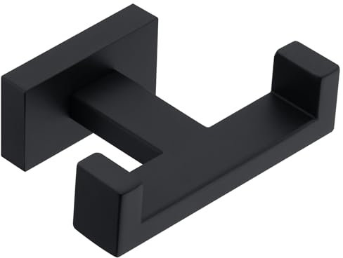 Suyar Gancio doppio per asciugamani, nero opaco, in acciaio inox SUS 304, per accappatoio, accappatoio, porta asciugamani da parete