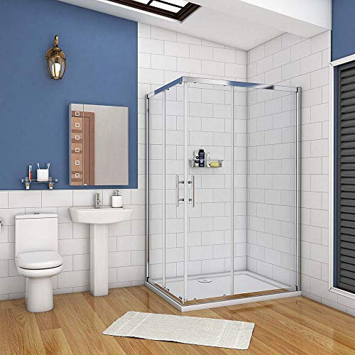 AICA cabine de douche 100x80cm accaccès d'angle cabine de douche rectangle porte de douche coulissante hauteur:195cm