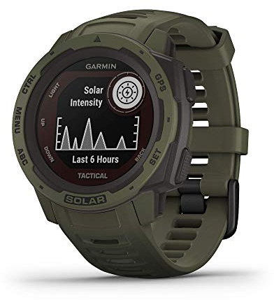 Garmin Instinct Solar Tactical - robuste GPS-Smartwatch mit Solar-Ladefunktion für bis zu 54 Tage Akku und taktischen Funktionen. Mit Sport- und Fitness-Funktionen und Smartphone Benachrichtigungen
