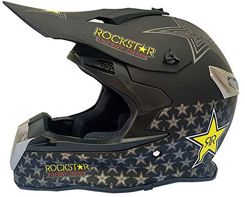 Woljay Casco da Motocross Occhiali Moto Cross Integrali MTB AVT MX per Downhill Offroad Adulti Star (XL, Nero)