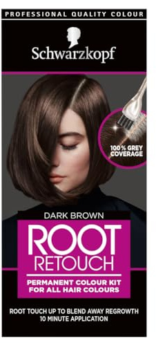 Schwarzkopf Root Retouch Teinture permanente pour cheveux bruns, idéale pour retoucher la repousse des racines grises, sans ammoniac, marron foncé