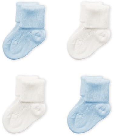 Prisco Calzini Neonato 0-3 Mesi in Cotone Filo di Scozia, Calze Neonatali Maschio o Femmina, Regalo Nascita Bimbo Bimba, 4 Paia (MASCHIO)