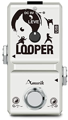 Amuzik Looper Electric Guitar Effect Loop Pedal 10 Minutes of Looping Unlimited Overdubs USB Port True Bypass, Nano
