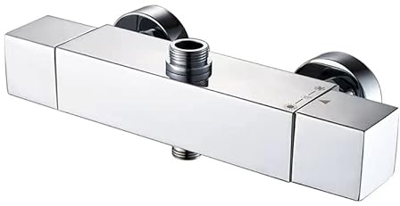 AFUDER Miscelatore Termostatico Doccia 38 ℃ Bagno doccia nero Cromato Quadrato