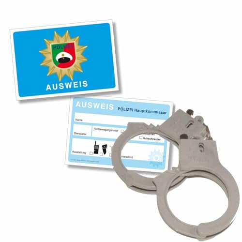 Firlefantastisch Der Partyshop Polizei Ausweis-Set je 6 Dienstausweise und 6 Handschellen // Mitgebsel Polizeigeburtstag