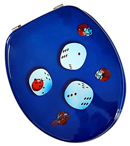 Toilettendeckel, sanft schließender Toilettendeckel aus farbigem Kunstharz, mit verstellbarem Edelstahlscharnier, für O/V/U-förmige Toilette