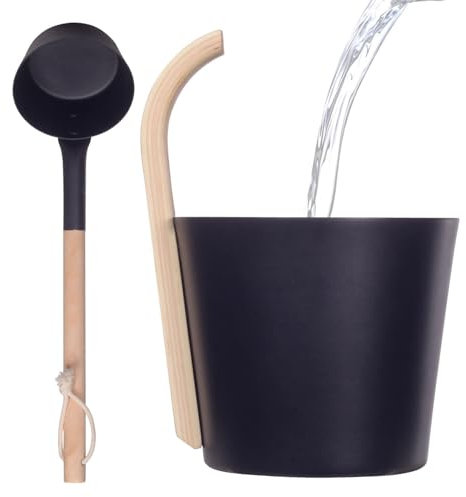 Secchio per sauna, secchio per sauna, secchio per sauna, secchio in alluminio da 7 litri con manico in legno, set di per sauna resistente al calore, per abitazioni e ostelli della gioventù