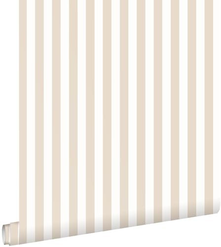 papier peint à rayures beige et blanc 53 cm x 10.05 m - ESTAhome