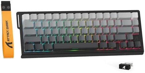 MAMBASNAKE X Attack Shark X68PRO HE 8KHz Rapid Trigger Wireless Gaming-Tastatur,BT/2.4G/Kabel,0,01mm RT-Genauigkeit Magnetischer Schalter,Einstellbarer Betätigung,5000mAh,RGB,PC/Mac-Schwarz Verlauf