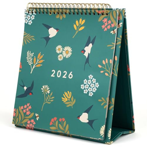 2026 Premium Desk Calendar Featuring A Beautiful Pattern and Freestanding Desktop Calendar Design with Easy Flip Pages | All UK & World Holidays & Dates Included with Note Space