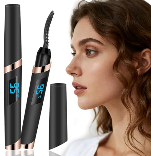 Heated Eyelash Curler - Eyelash Curlers Heated 4 Temperature Modes| Rechargeable Electric Eyelash Curler Pro| Heated Lash Curler for Women Heat up in 8s Anti-Burn Design (Black-3)