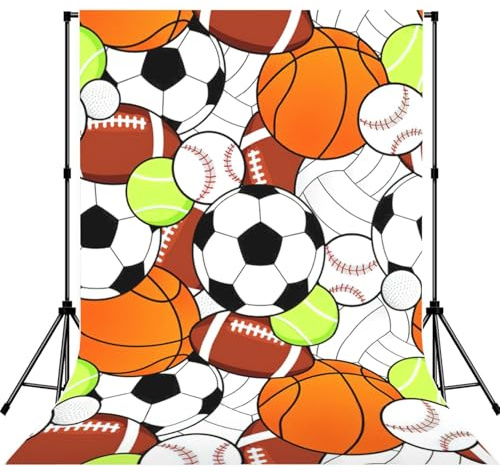Sports Ball Print Backdrop Background for Photography Portrait Photoshoot,Party and Photo Studio Prop