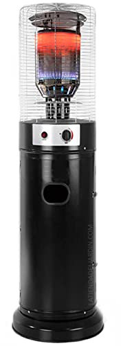 Estufa exterior de Gas ajustable, Estufa a Gas de terraza negra 20m2, Calefactor de Gas Butano y Propano, Altura 1,36 m
