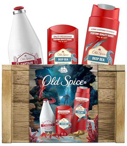 Old Spice Treasure Chest Gift Set For Men With Deep Sea Deodorant Stick, Shower Gel And Captain Aftershave Lotion