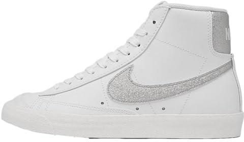 Nike Blazer Mid '77 Essential Woman, Retro-Basketballschuhe für Damen, DQ7574-100, Weiß Silber, 36.5 EU