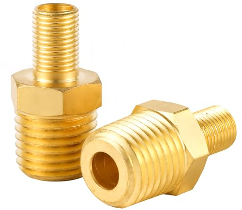 BOXOB 2stk Luftpumpe Adapter, 1/4in NPT (M) auf Standard-Schrader-Ventil (M) Luftpumpenventil-Adapter, Messing-Reifenfüller-Anschluss für Luftschlauch Luftspannfutter Luftkompressortank