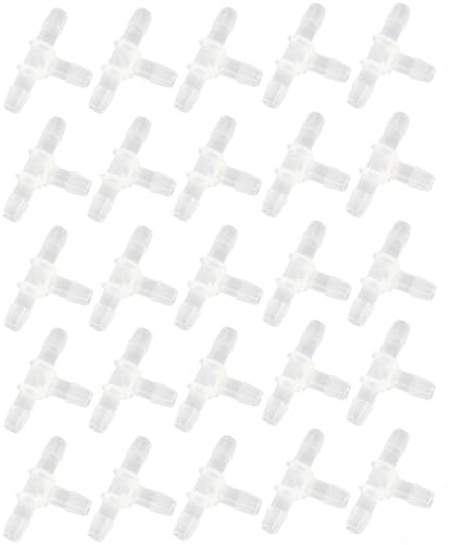 NACX 3/8'' Plastic Hose Barb, T Shaped 3 Way Barbed Fitting, Joint Splicer Mender Union Adapter, 25Pcs