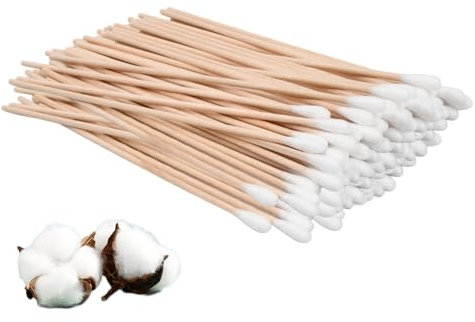 200 Pezzi Tampone di Cotone, 15 cm Cotton Fioc Lunghi Tamponi di Cotone con Manico Lungo, Bastoncini Cotonati Lunghi in Legno per Strumenti Cosmetici di Trucco Tastiera e Fotocamera