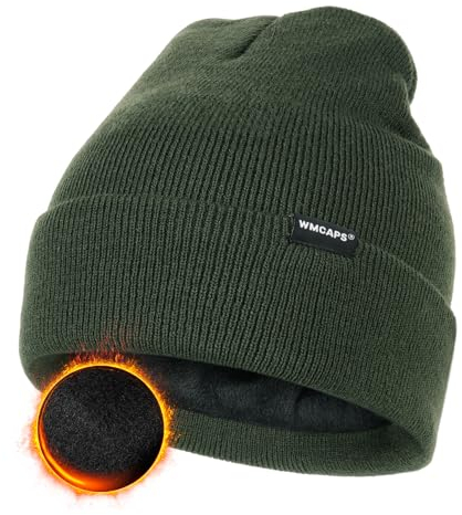 Wmcaps Klassische Mütze Herren Damen, Warm Fleece Wintermütze Strickmütze Winter Warme, Weich Stretchy, Atmungsaktiv Unisex Beanie für Damen Herren Geschenke für Männer Frauen, Armeegrün
