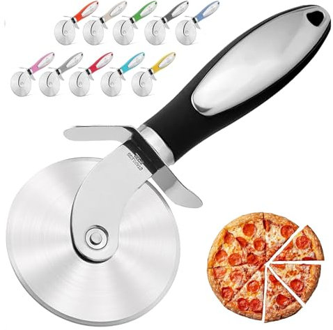 CVNRCLP Premium Pizza Cutter - Food-Grade Steel Pizza Slicer Wheel with Non-Slip Ergonomic Handle for Effortless Slicing