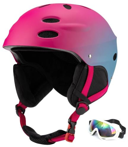 Skihelm für Kinder und Erwachsene, Snowboardhelm, Herren-Skihelme mit aktivem Belüftungssystem, Skihelm mit System zur Installation von Skibrillen(BB Gradient Purple,L(58-61CM))