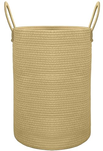 Tking Woven Storage Basket 38cm x 52cm Cotton Rope Basket 60L Extra Large Blanket Basket Laundry Baskets for Clothes Bedding Toy Baby Storage Organiser Living Room Nursery Laundry Hamper (Brown)