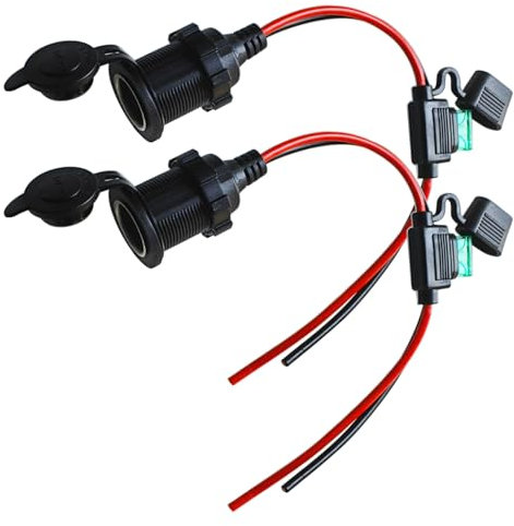 GTIWUNG 2Piezas Toma De Encendedor de 12V/24V, Zócalo del Encendedor de Cigarrillos Outlet con Fusible y Cable,Enchufe Mechero Impermeable para Motocicleta ATV RV con Cable de Conexión de 30cm 12AWG
