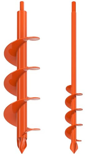 Benelabel 2pcs Tarière Jardin pour Mèche, 41x4.1cm & 41x8.9cm Manuelle Outil Plantation Creuser Trous Terre Sol Bulbes Arbre Spirale pour Plantation/Poteaux BoîTe Aux Lettres/Convient L'Hexagone 10mm