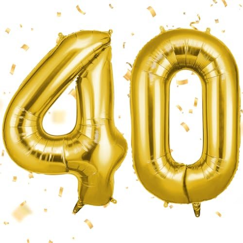 OFFCUP Palloncini Compleanno Oro 101 CM, Palloncino Numero 40, Foil Palloncini Numeri, Giganti Palloncini Numeri, Decorazioni Festa Compleanno, Gonfiabili Pallone per Anniversario