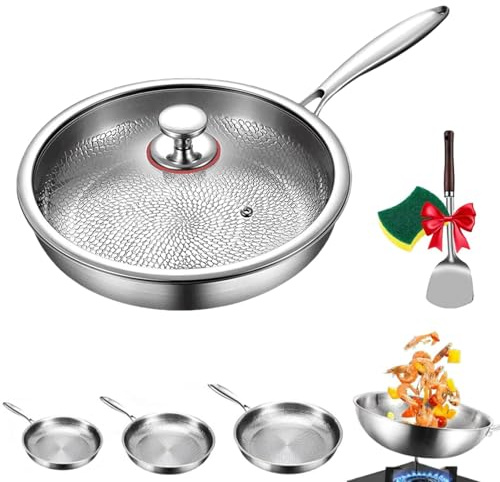 Kovali Titan Bratpfanne, Upgrade Titan Pfanne Unbeschichtet, 26/28/30 cm kovali pfanne titan, Premium-Pfanne Kratzfest Ultra-Durable Non Stick Bratpfanne mit Deckel für Die Küche Kochen (26CM)