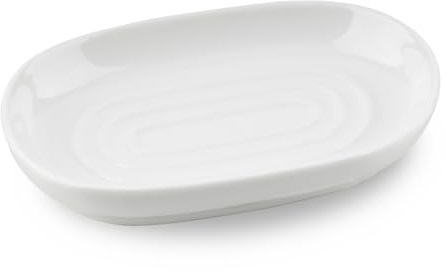 YoHyien Portasapone Ceramica, Antiscivolo Portasaponetta in Marmo, Portasapone da Lavandino, Porta Saponetta Solida da Bagno, Piattino Porta Sapone per Doccia e Cucina (Bianco)