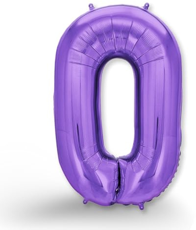 FUNXGO Ballon gonflable en forme de chiffre 0 violet - Environ 100 cm - Vole à l'hélium - Décoration pour anniversaire, fête, mariage - Ballon 0 violet