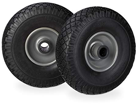Relaxdays 2 x Sackkarrenrad im Set, pannensicher, 3.00-4 Vollgummireifen, Stahlfelge, 25 mm Achse, 100 kg, 260x85mm, schwarz-grau