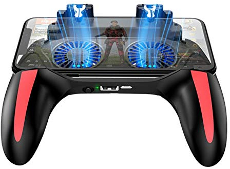 Mobil spelkontroll Trådlös spelkontroll 4 Trigger Joystick Gamepad med dubbla kylfläktar Kompatibel med Android & IOS-smarttelefon för PUBG/Knives Out/Survival Rules/Fortnite(2500mAh)