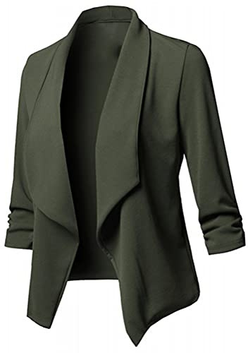 Onsoyours Blazer Donna Elegante Casual Giacche da Abito Slim Fit Manica 3/4 Aperto Davanti Colletto Cappotto Elegante Ufficio Business Blazer Top Cardigan