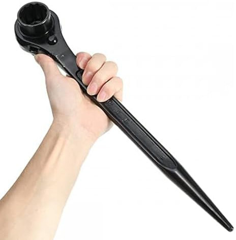 Elecbee 24-30mm Scaffold Spanner,Ratchet Podger Spanner Universal Head Wrench,Steel Erect Spanners Scaffold Erecting Ratcheting Adjustable Socket Adapter Hand Tools for Car Repair,Carpentry (Black)