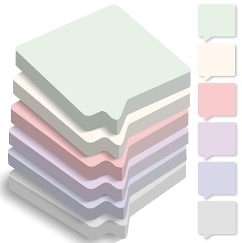BIROYAL Haftnotizen Klebezettel, 6 Blöcke 70 Blatt Sticky Notes, 76 mm x 76 mm Klebezettel bunt, Haftnotizen lustig, Sticky Notes pastell, Notizzettel Klebend zum Markieren & Hervorheben, Dialog Shape