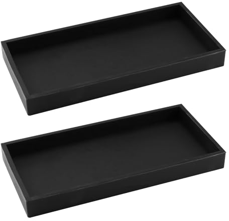 FINELYCR 2 Pièces Plateau Rectangulaire Noir en Silicone, Bonne Ténacité, Facile à Nettoyer, pour Bijoux, Cosmétiques, Articles de Toilette