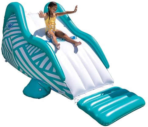 Wow Sports Wiggler Inflatable Sprinkler Slide - White & Teal - Garden Hose Attachment - for Backyard Parties