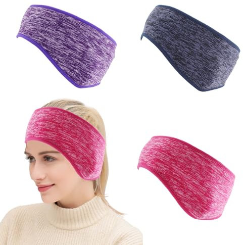 JSTHHTT 3 Pack Winter Headbands for Adults Men & Women, Polar Fleece Ear Muffs with Hair Band for Running, Yoga, Skiing, Sports, Ear Cover