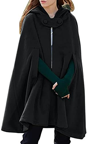 Elegant kappa med huva bomull, kappa med huva, unisex poncho medeltida rock, jul, cape, festlig trenchcoat, lediga ytterkläder, cosplaykostym för bröllop, kvällsfest, svart, XL