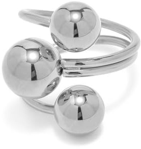 Boule Minimaliste Bague Déclaration Pour Femmes Hommes Or Plaqué Acier Inoxydable Couches 3 Boules Rondes Enveloppant Ouvert Anneaux De Doigt Confort Fit Géométrique Fête Bijoux Taille 8